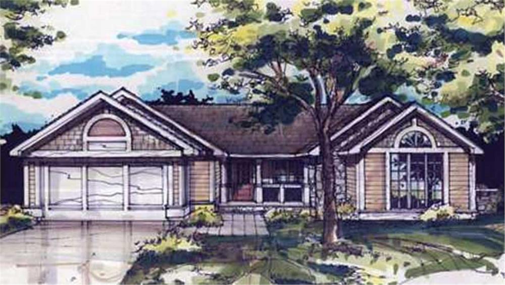 Front view of Country home (ThePlanCollection: House Plan #146-1032)