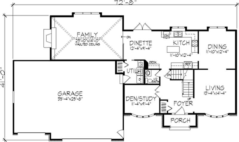 Floor Plan First Story of Colonial Plan #146-1034