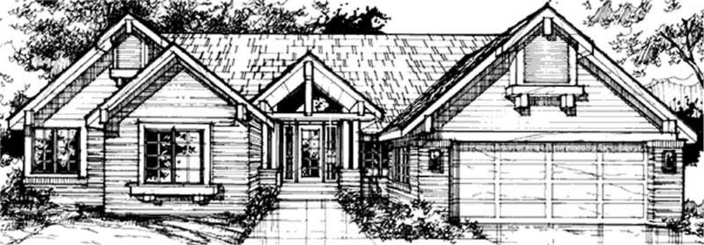 Front view of Country home (ThePlanCollection: House Plan #146-1036)