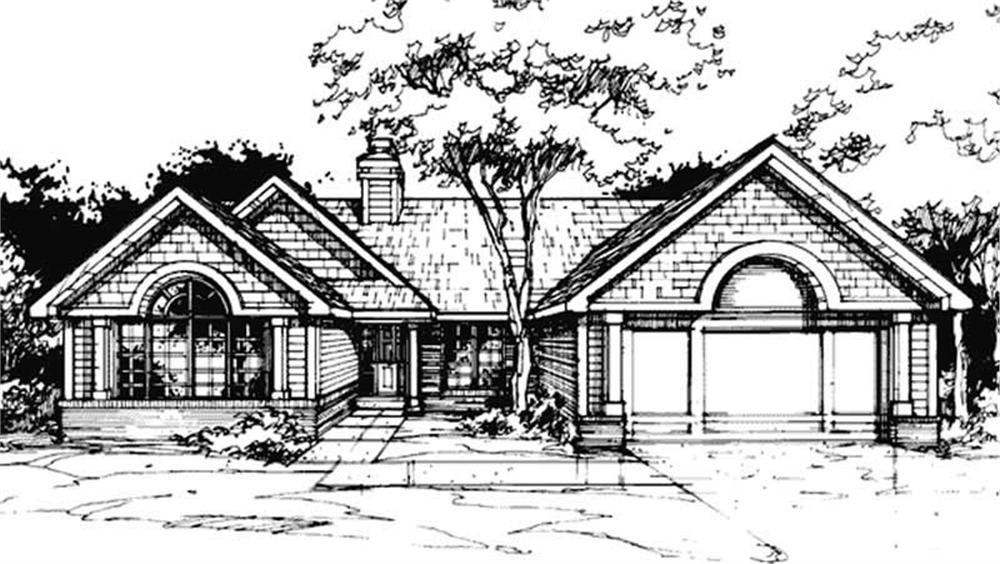 Front view of Country home (ThePlanCollection: House Plan #146-1040)