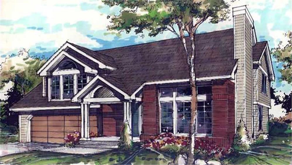Front view of Country home (ThePlanCollection: House Plan #146-1049)