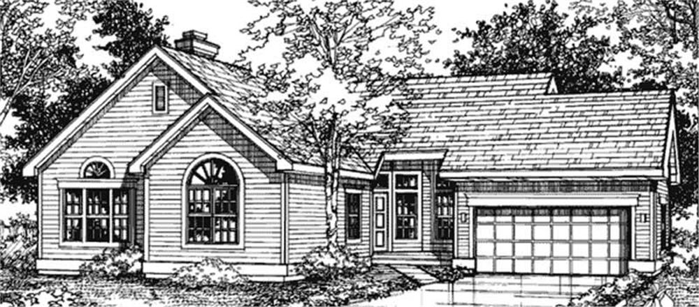 Front view of Country home (ThePlanCollection: House Plan #146-1051)