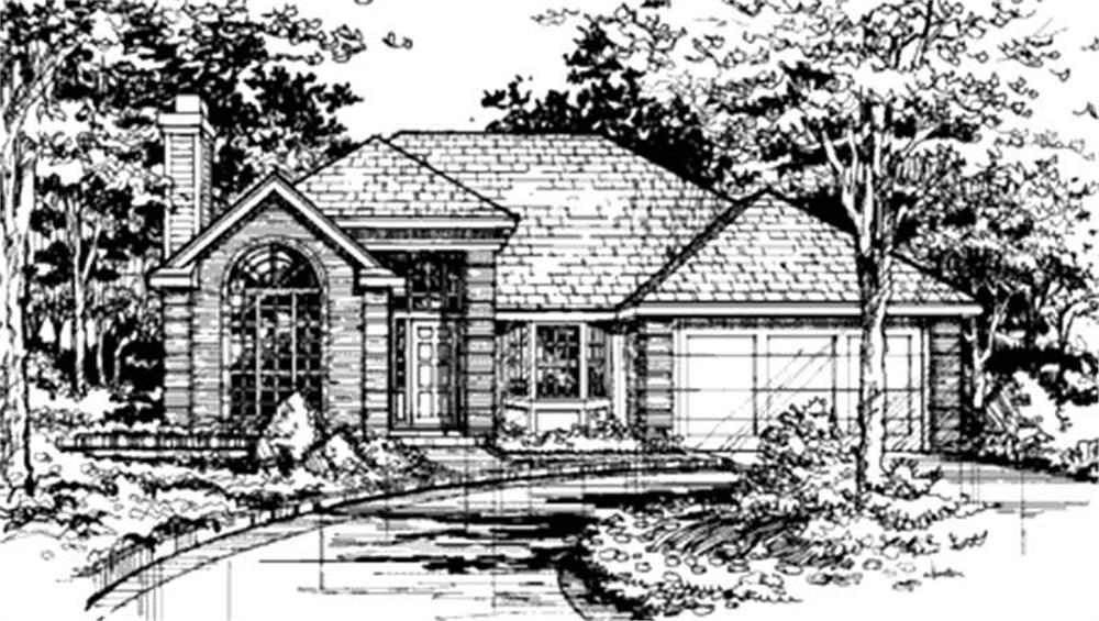 Front view of Country home (ThePlanCollection: House Plan #146-1057)