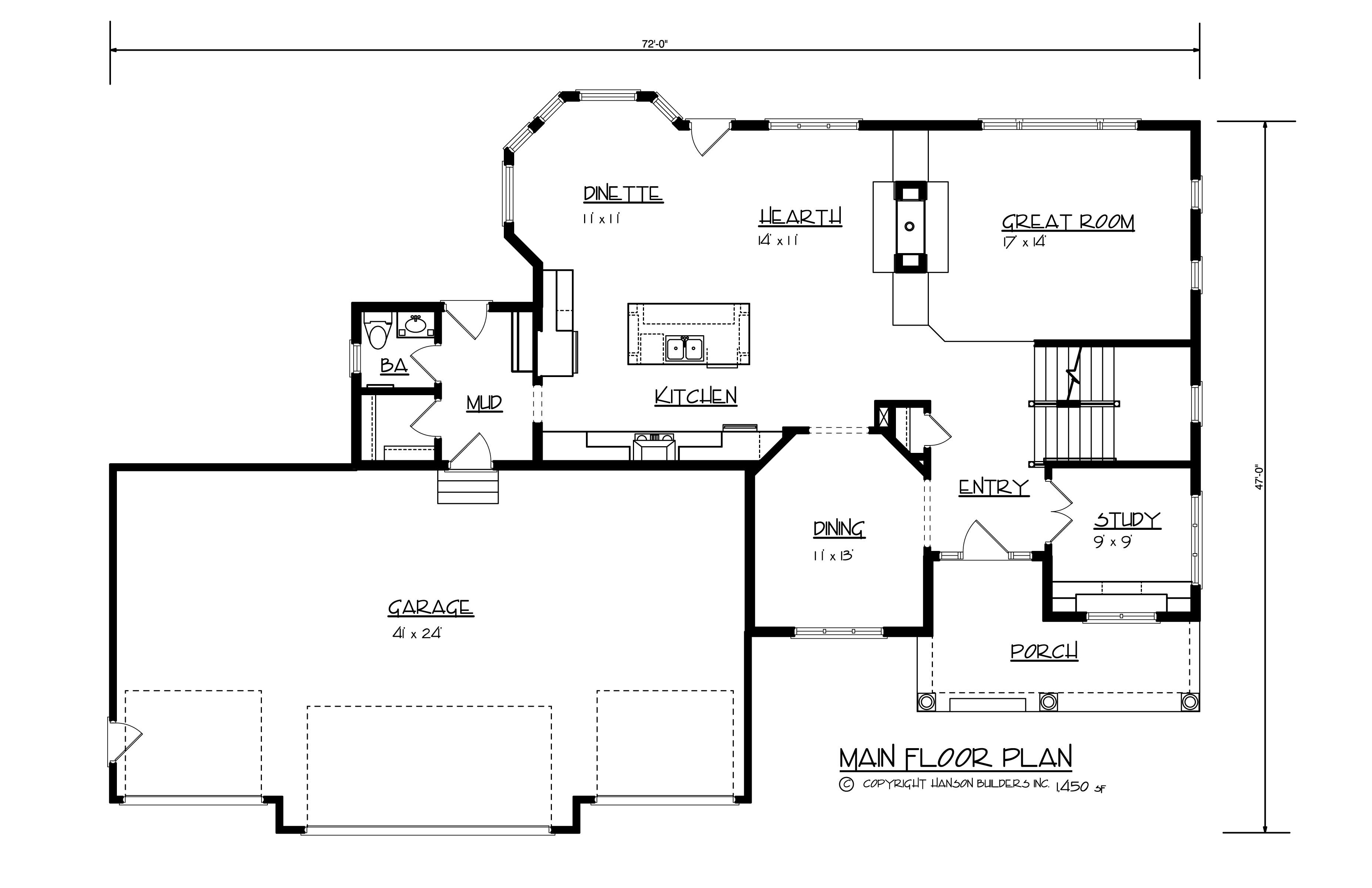Floor Plan First Story of Country Plan #146-1059