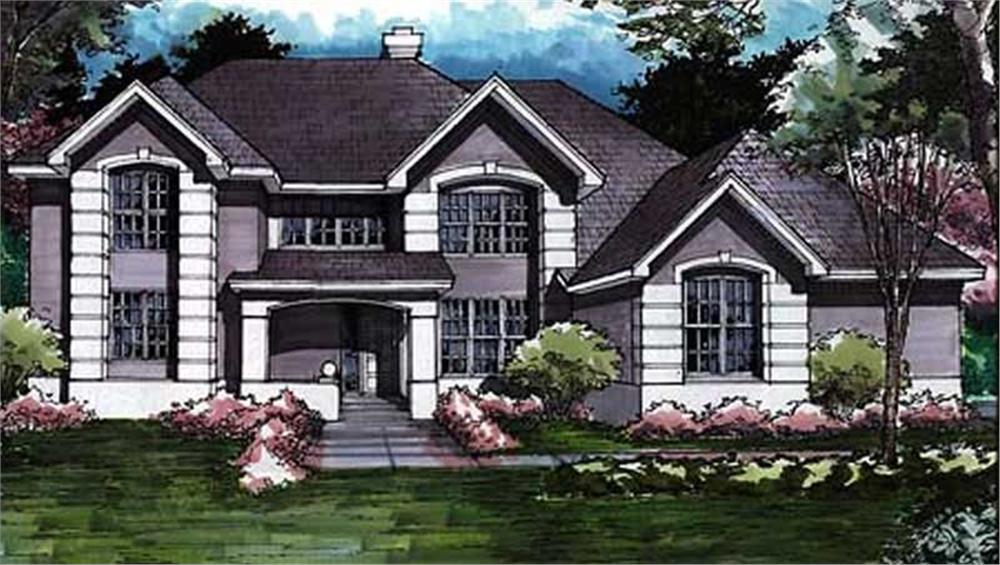 Front view of Country home (ThePlanCollection: House Plan #146-1060)