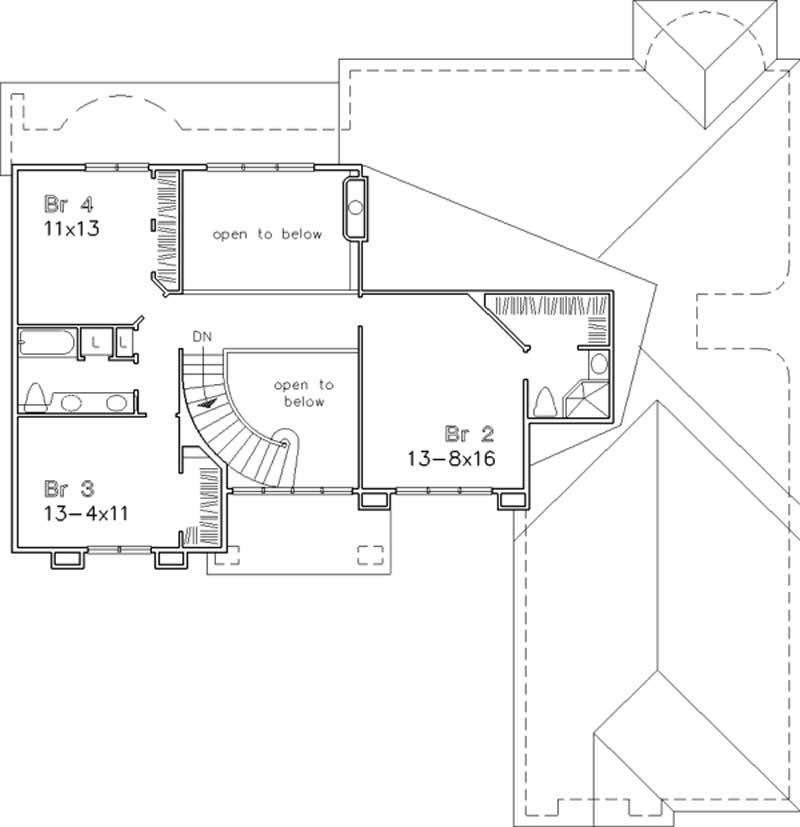 Floor Plan Second Story of Country Plan #146-1060