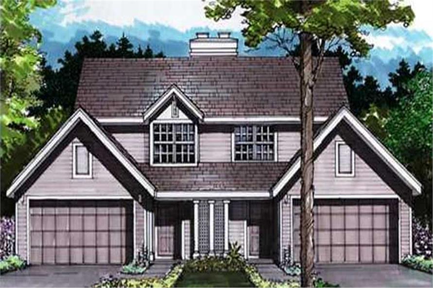 Front view of Duplex/Multi-Unit home (ThePlanCollection: House Plan #146-1061)