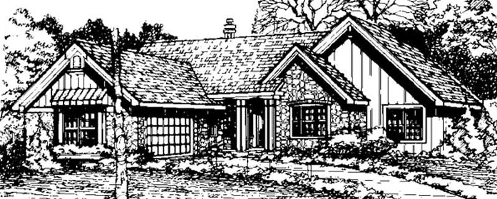Front view of Country home (ThePlanCollection: House Plan #146-1064)