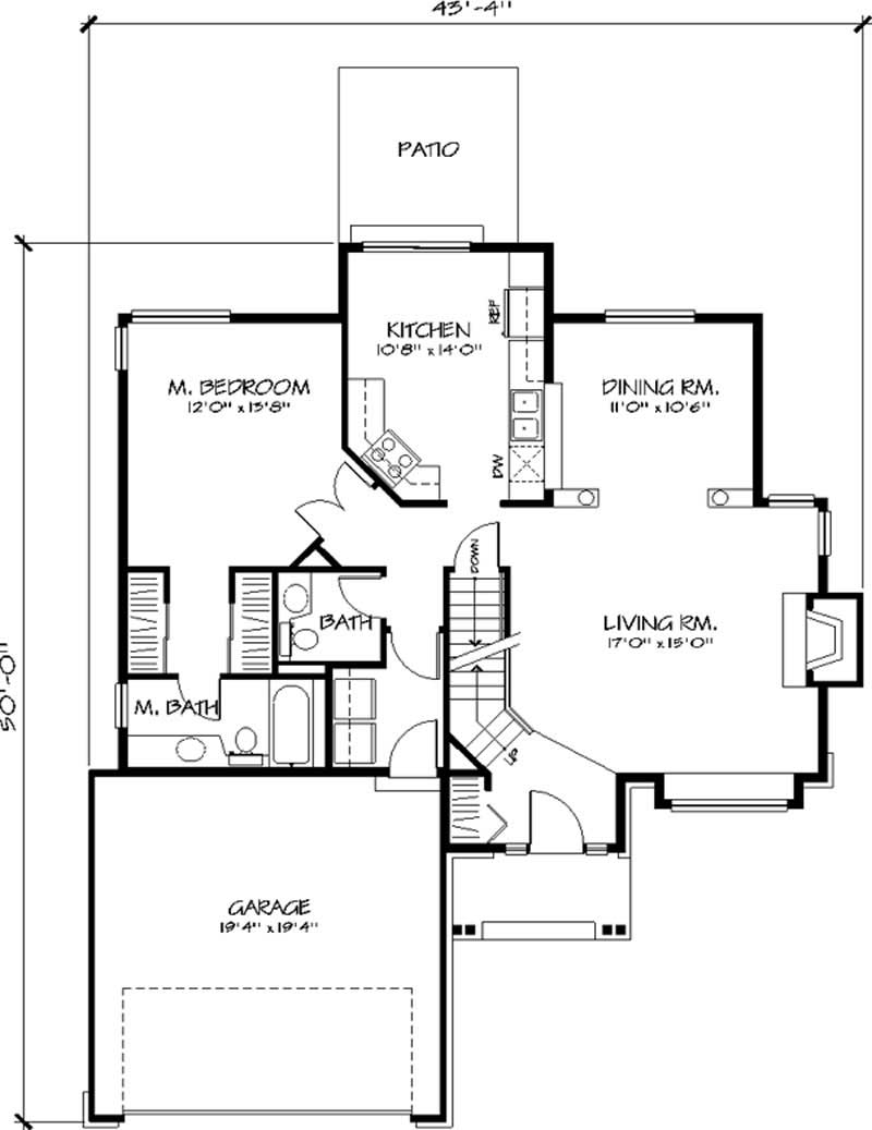 Floor Plan First Story of Cape Cod Plan #146-1065