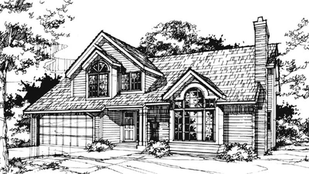 Front view of Country home (ThePlanCollection: House Plan #146-1067)