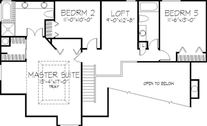Floor Plan Second Story of Country Plan #146-1067