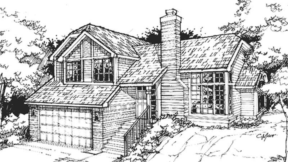 Front view of Country home (ThePlanCollection: House Plan #146-1069)