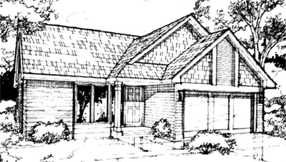 Front view of Country home (ThePlanCollection: House Plan #146-1071)