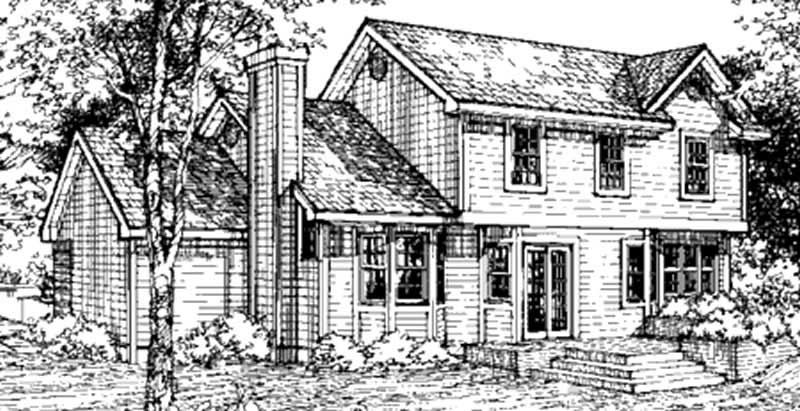 Home Plan Rear Elevation of this 4-Bedroom,1820 Sq Ft Plan -146-1072
