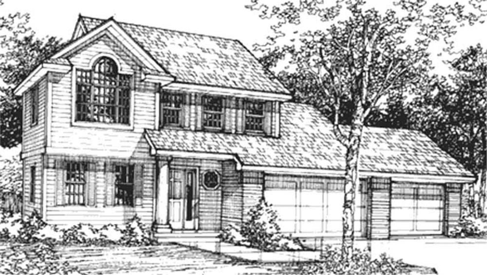 Front view of Country home (ThePlanCollection: House Plan #146-1072)