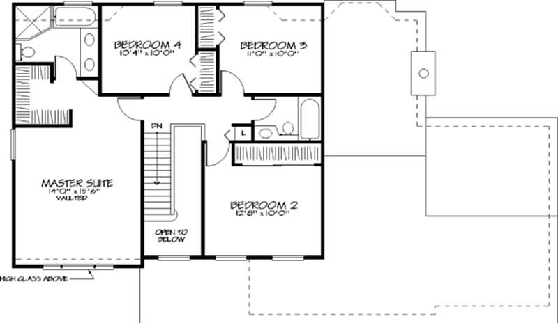 Floor Plan Second Story of Country Plan #146-1072