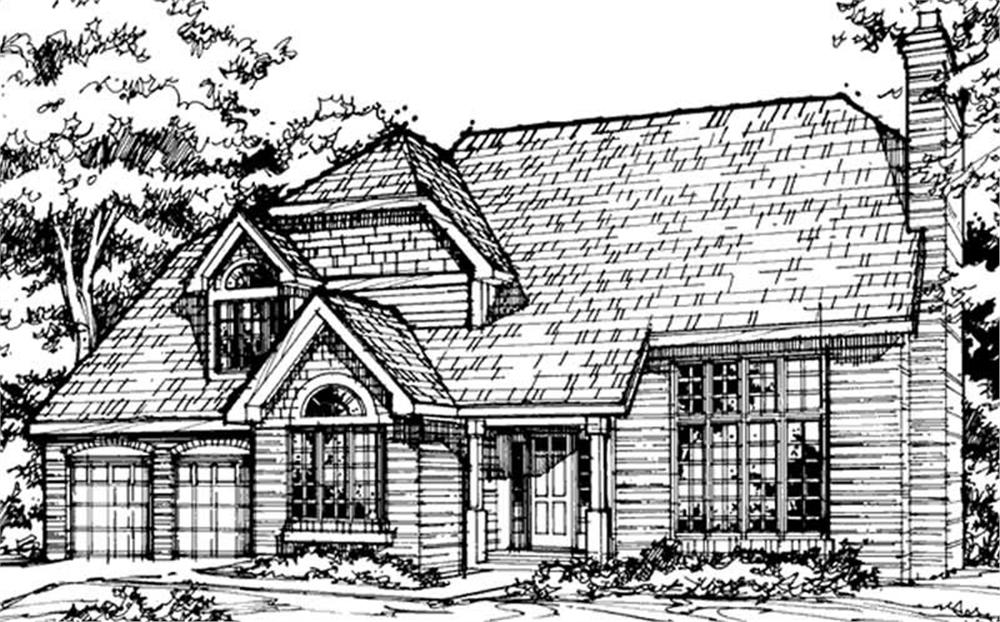 Front view of Country home (ThePlanCollection: House Plan #146-1087)