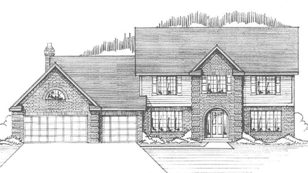 Front view of Colonial home (ThePlanCollection: House Plan #146-1098)