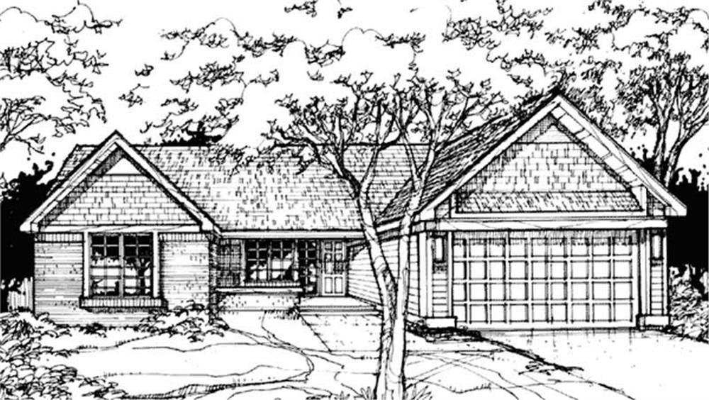 Front view of Country home (ThePlanCollection: House Plan #146-1102)