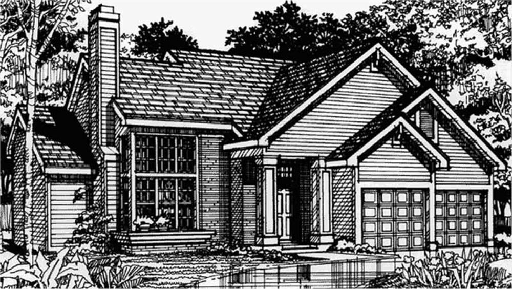 Front view of 1 1/2 Story home (ThePlanCollection: House Plan #146-1103)
