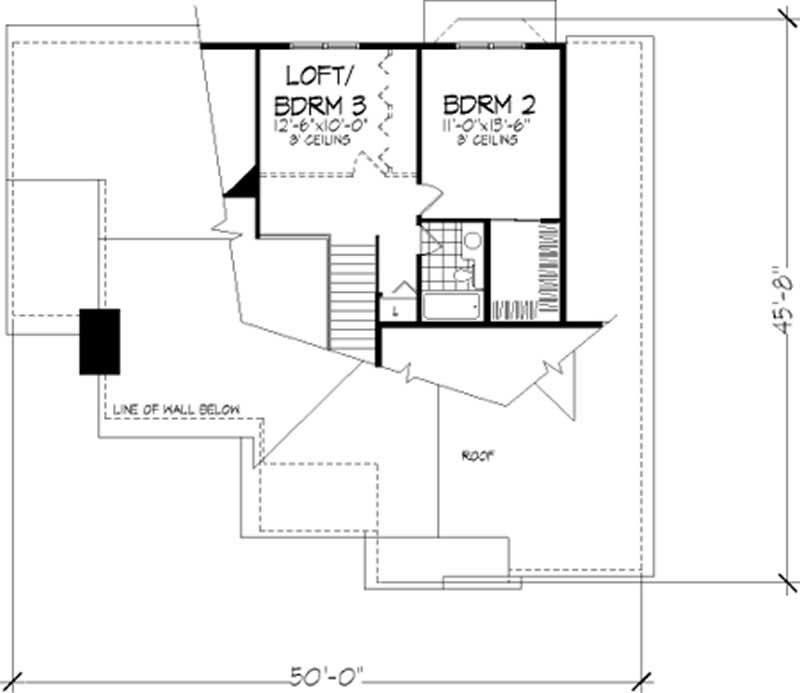 Floor Plan Second Story of Cape Cod Plan #146-1103