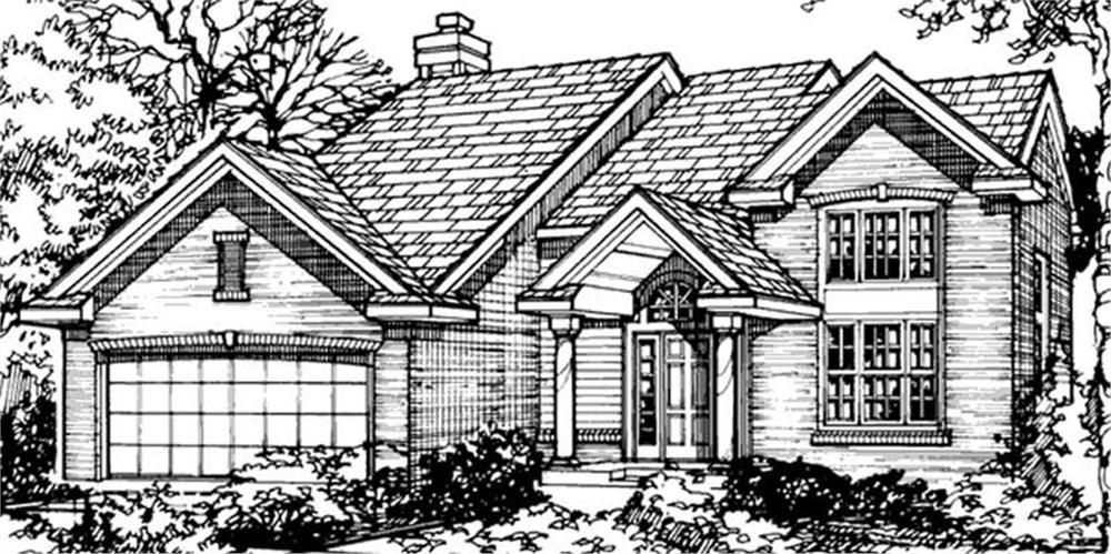 Front view of Country home (ThePlanCollection: House Plan #146-1104)