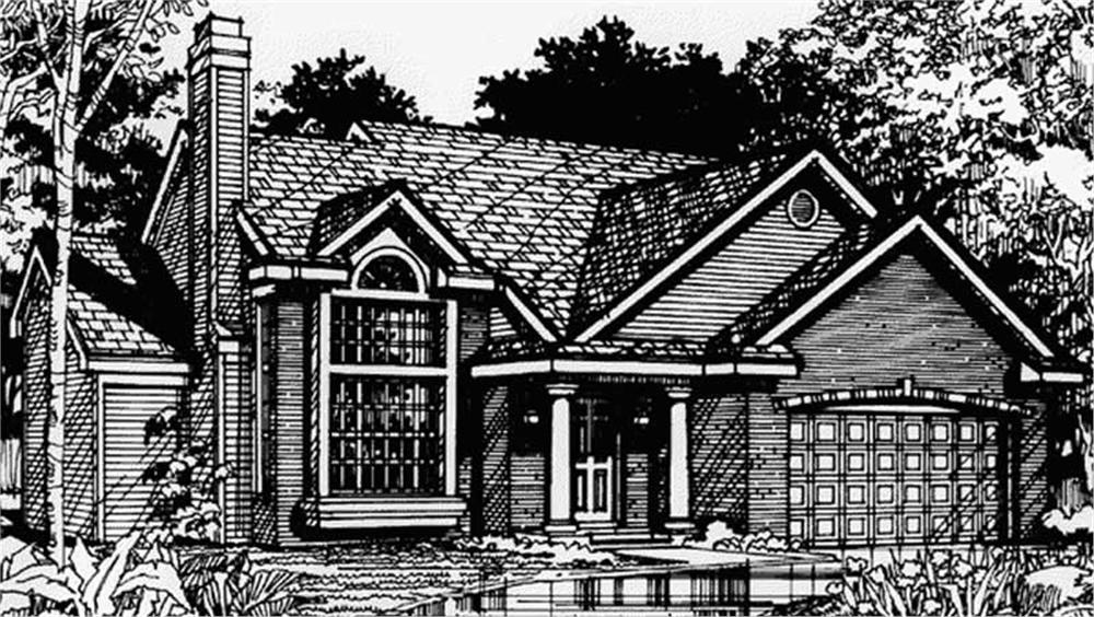 Front view of 1 1/2 Story home (ThePlanCollection: House Plan #146-1105)