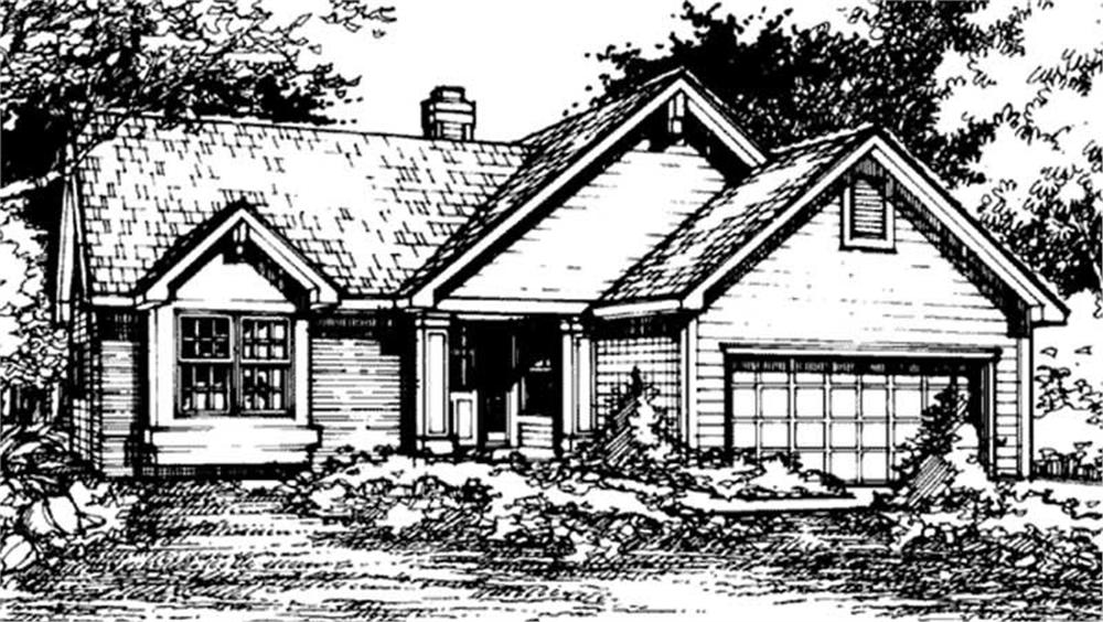 Front view of Country home (ThePlanCollection: House Plan #146-1106)