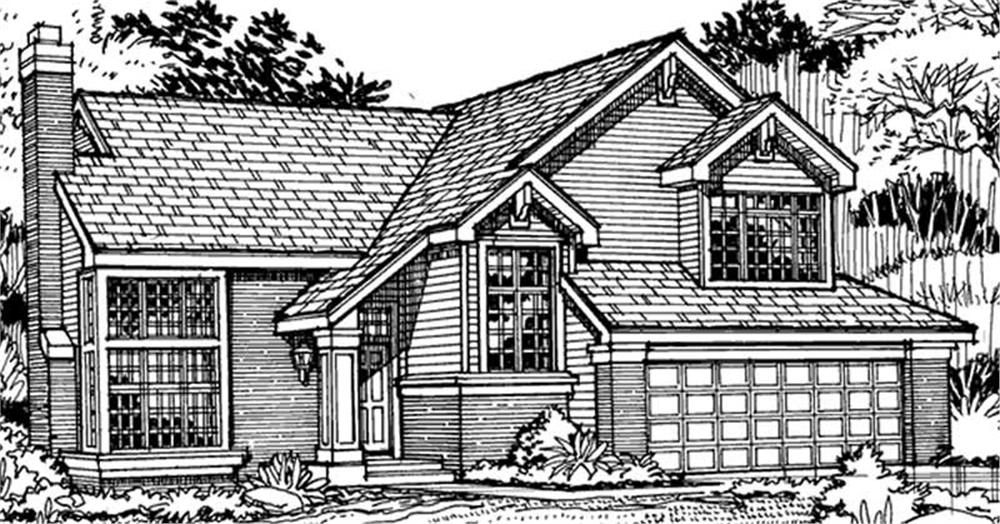 Front view of Country home (ThePlanCollection: House Plan #146-1115)