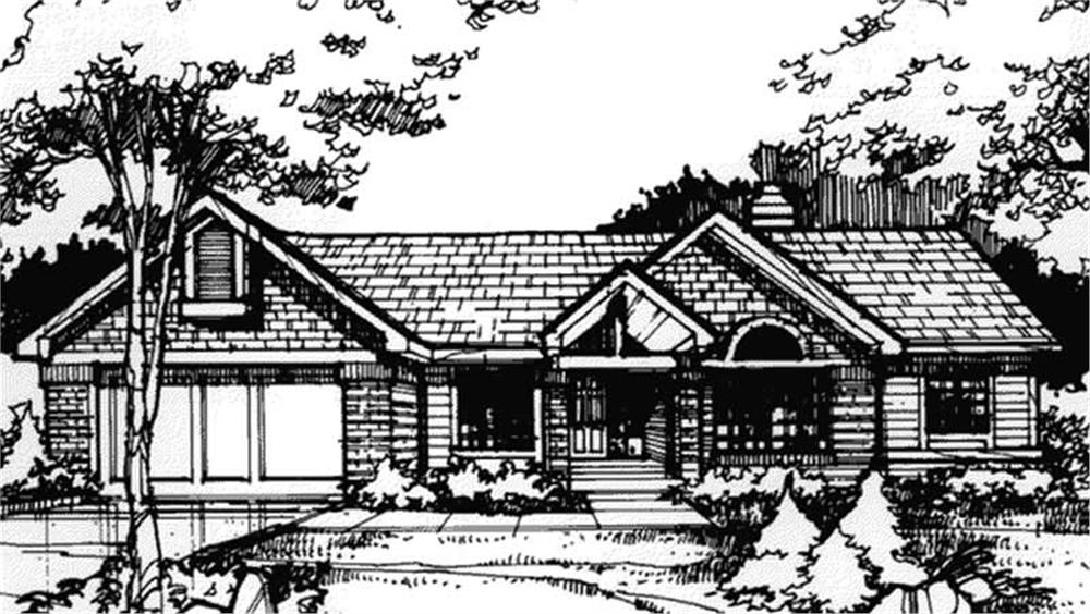 Front view of Country home (ThePlanCollection: House Plan #146-1118)
