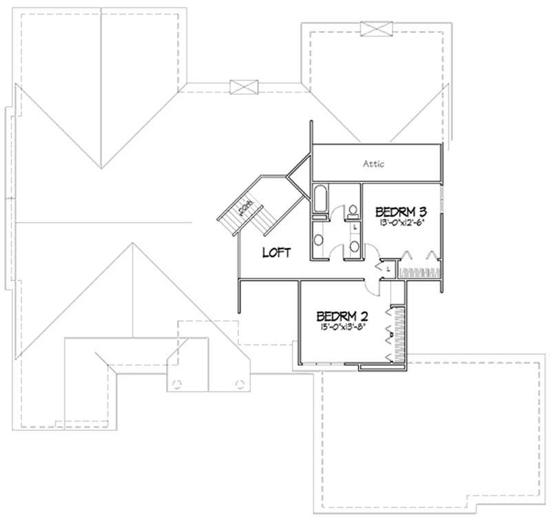 Floor Plan Second Story of Cape Cod Plan #146-1119