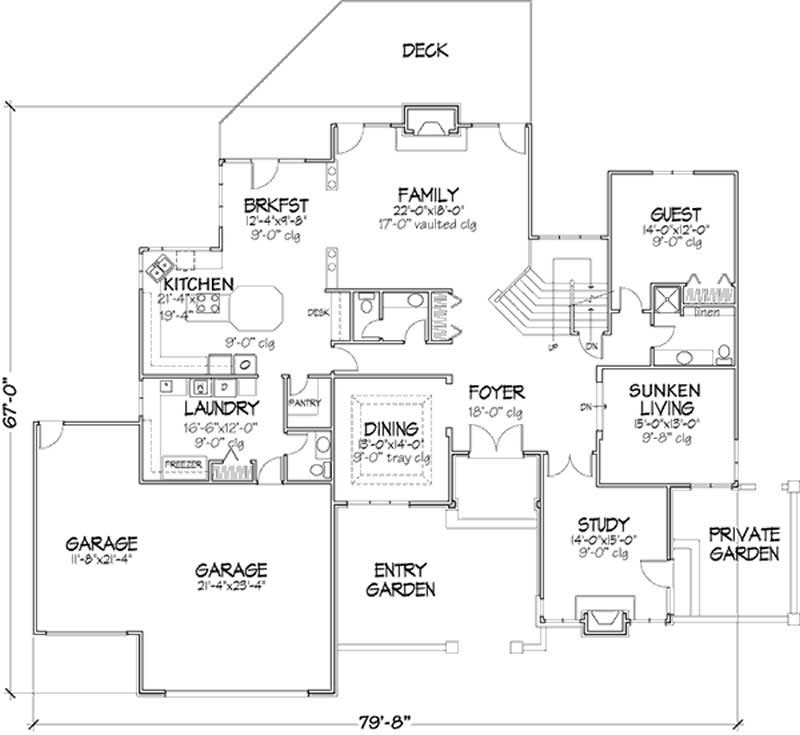 Floor Plan First Story of Country Plan #146-1123