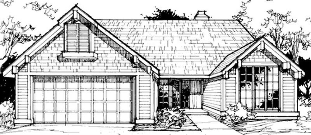 Front view of Country home (ThePlanCollection: House Plan #146-1124)