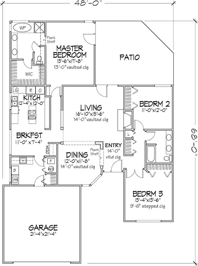 Floor Plan First Story of Country Plan #146-1124