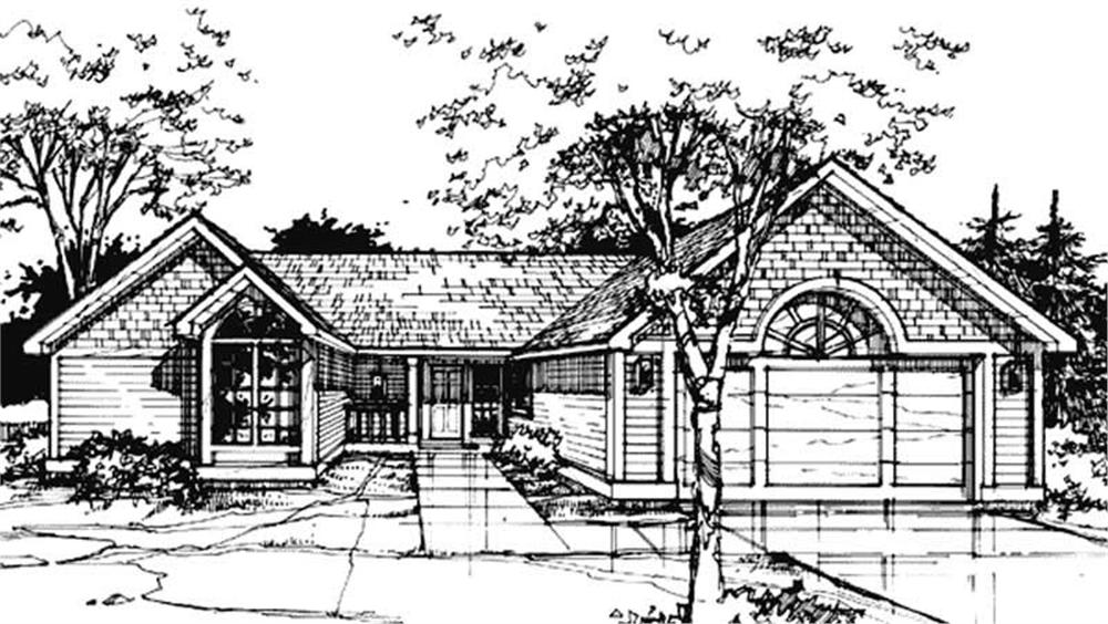 Front view of Country home (ThePlanCollection: House Plan #146-1128)