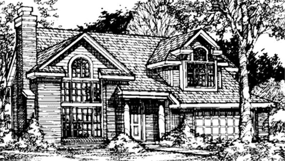 Front view of Country home (ThePlanCollection: House Plan #146-1132)