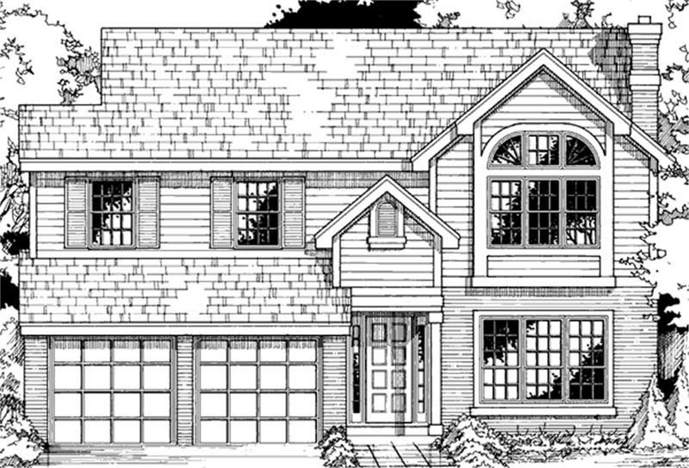 Front view of Country home (ThePlanCollection: House Plan #146-1143)