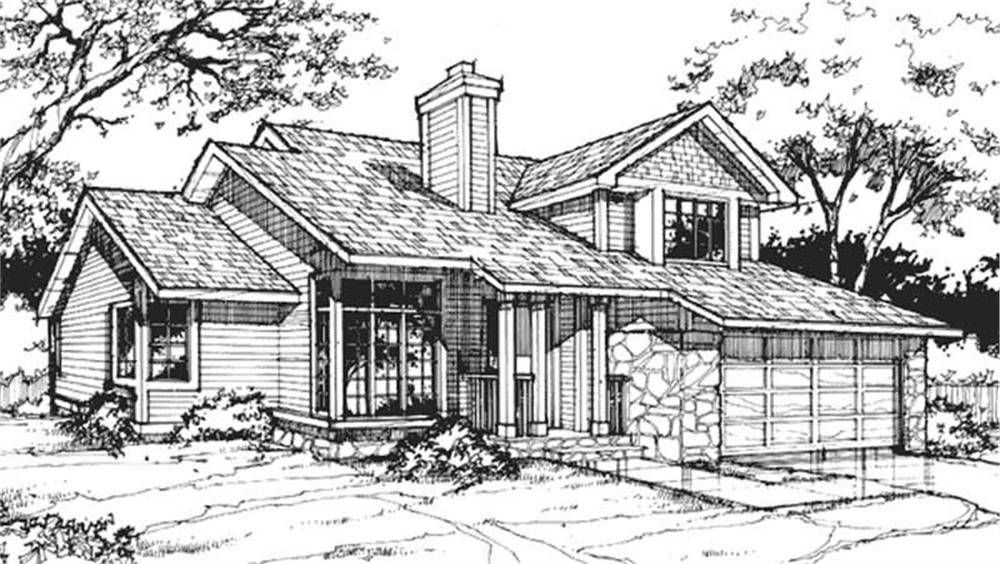 Front view of Country home (ThePlanCollection: House Plan #146-1144)