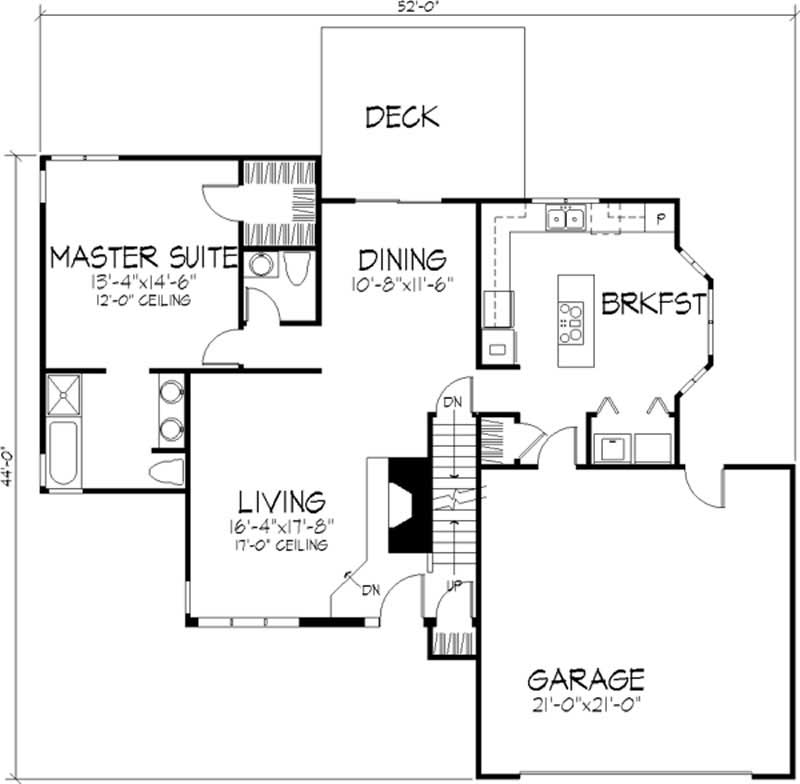 Floor Plan First Story of Country Plan #146-1144