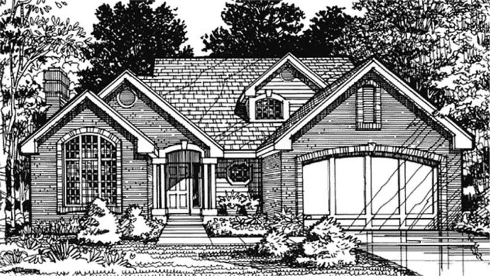 Front view of Cottage home (ThePlanCollection: House Plan #146-1145)