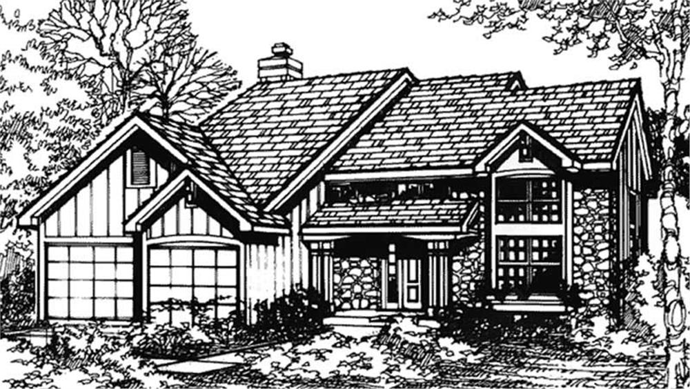 Front view of Country home (ThePlanCollection: House Plan #146-1148)