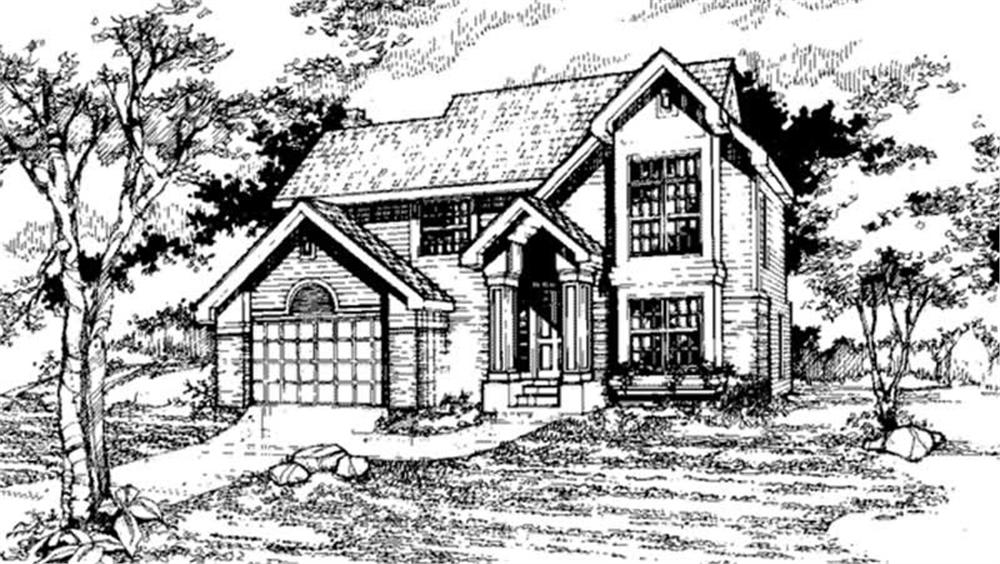 Front view of Country home (ThePlanCollection: House Plan #146-1150)
