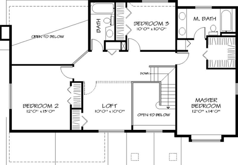 Floor Plan Second Story of Country Plan #146-1150