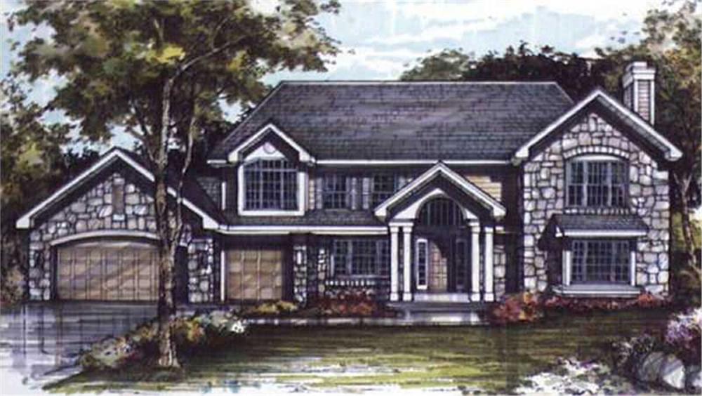 Front view of Country home (ThePlanCollection: House Plan #146-1153)