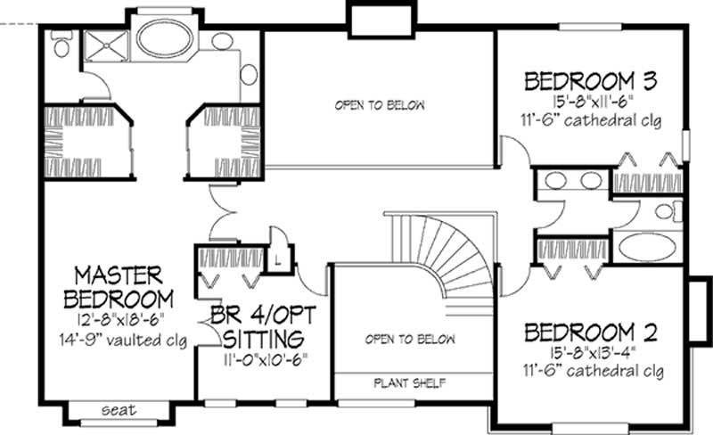 Floor Plan Second Story of Country Plan #146-1153