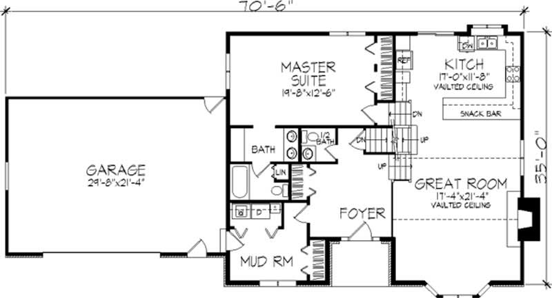 Floor Plan First Story of Cape Cod Plan #146-1159
