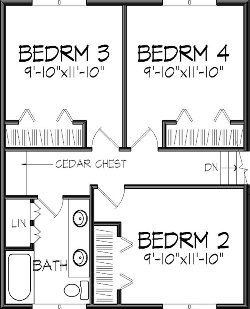 Floor Plan Second Story of Cape Cod Plan #146-1159
