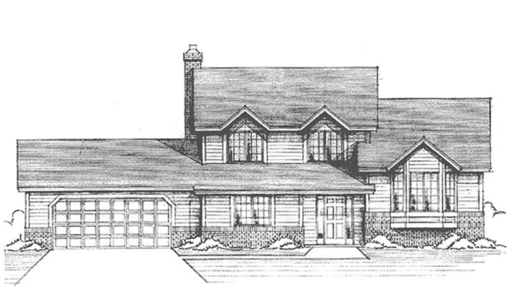 Front view of Colonial home (ThePlanCollection: House Plan #146-1162)
