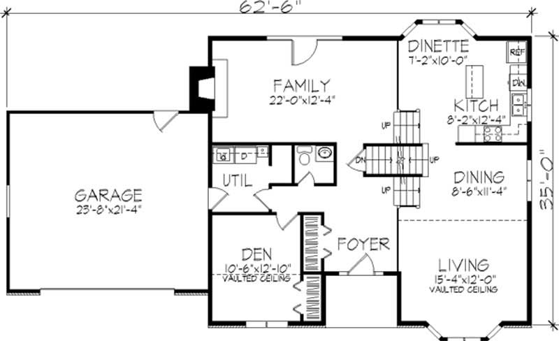 Floor Plan First Story of Colonial Plan #146-1162