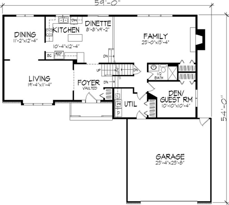 Floor Plan First Story of Country Plan #146-1164